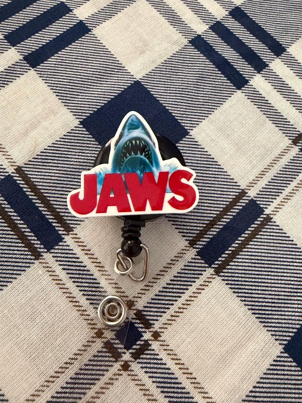 JAWS Shark Badge Reel - Blue, Red, White